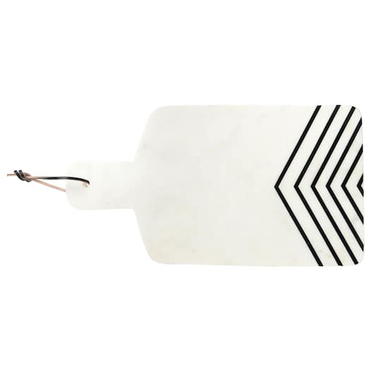 Hello Honey® 17" White and Black Chevron Marble Cheese/Cutting Board